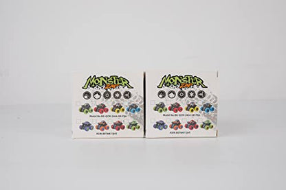 m zimoon Monster Trucks, Pull Back Car Toys 360° Rotation Off-road Friction Powered Vehicle Toy for 3-10 Year Old Boys Girls Kids Birthday Xmas Gift (2 Pack, Green Red)