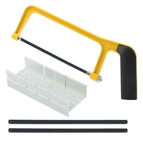 6inch Mini Hacksaw and Miter Block Set,Adjustable Miter Box and Saw Set,Metal Mitre Block Set,Professional Cutting,Hacksaw,Coping Saw for Woodworking,Hacksaw for Metal Cutting(0.24x3.74x5.91inch)
