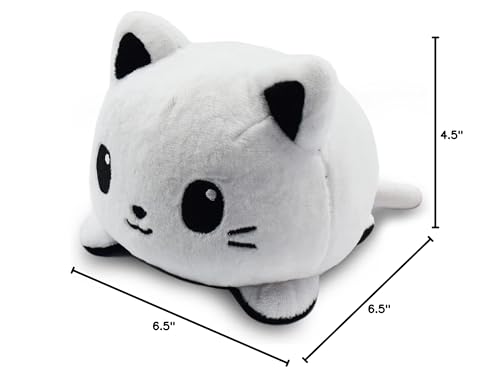 TeeTurtle - The Original Reversible Cat Plushie - White + Skeleton - Glows in the Dark! - Cute Sensory Fidget Stuffed Animals That Show Your Mood - Perfect for Halloween!, 4 inch