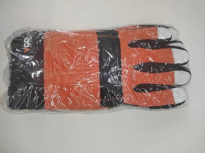 Vgo... Chainsaw Gloves 12-Layer Protection on Both Hands, Safety Goat Leather Foresty Work Gloves with Touchscreen(M,Orange,1 pair)