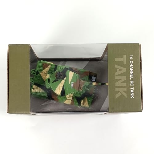 YouCute 2.4G Mini RC Tank with USB charger cable Remote Control Panzer tank 1:72 German Tiger I with Sound, Rotating Turret and Recoil Action When Cannon Artillery Shoots (Green)