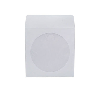 Maxtek 1,000 Pieces White Paper CD DVD Sleeves Envelope Holder with Clear Window and Flap, 80g Economy Weight.