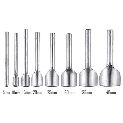 Caydo 8 Pieces Leather Tools Craft Half-Round Cutter Punch for Crafting Strap Belt, Wallet and Bag, 5-40 mm