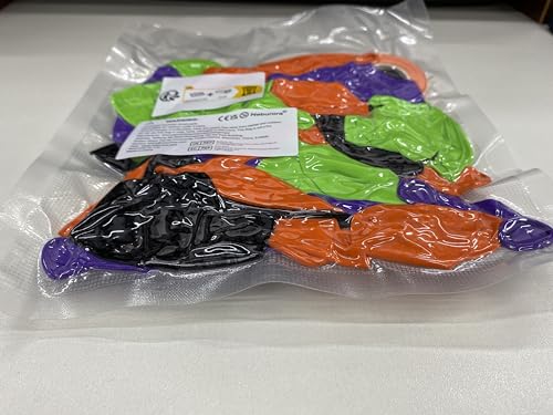 NEBURORA 60pcs Halloween Party Balloons Kit 12inch Orange Black Green Purple Balloons with Ribbons for Halloween Theme Party Background Classroom Indoor and Outdoor Party Decorations
