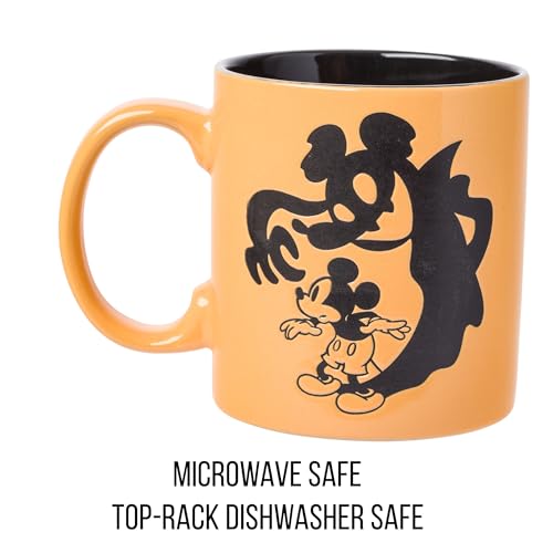 Silver Buffalo Disney Mickey Mouse Halloween Spooky Ghost Shadow Wax Resist Ceramic Mug, 20 Ounces