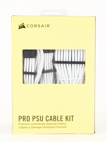 CORSAIR CP-8920224 Premium Individually Sleeved PSU Cables Pro Kit – Black, 2 Year Warranty, White