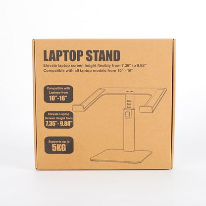 Babacom Laptop Stand for Desk, 8 Adjustable Height Aluminum Laptop Riser, Ergonomic Computer Stand Sit to Stands Desktop Book Stands Compatible with MacBook, Air, Pro and More 10"-16" Notebooks-Black
