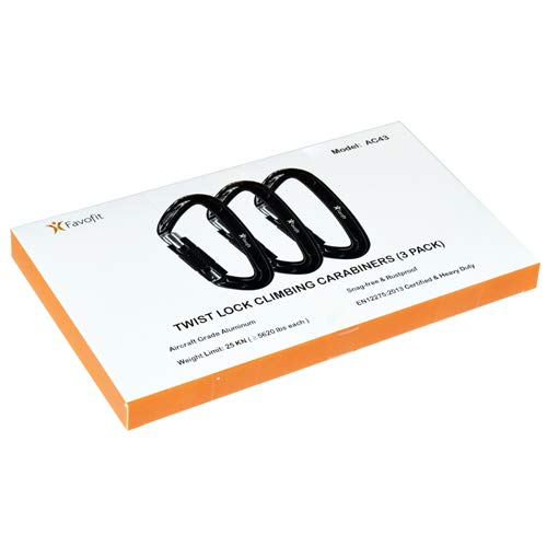 Favofit Heavy Duty Locking Climbing Carabiner 25KN UIAA Certified Safety Carabiner Clip for Arborist - 3.9'' Large Rock Climbing Hook for Hammock Rappelling Hunting