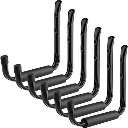 CARTMAN Heavy Duty 9" Storage Hooks Hangers with EVA Protector, Indoor Outdoor Wall Mount Garage Hangers & Organizer for Ladders, Tools, Bikes, 6PK
