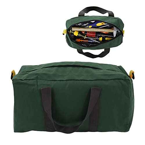 Wide Mouth Hand Tool Bag, Waterproof Heavy Duty Large Capacity Large Zipper Portable Canvas Tool Tote Bag for Woodworking Electrician (20 Inch)
