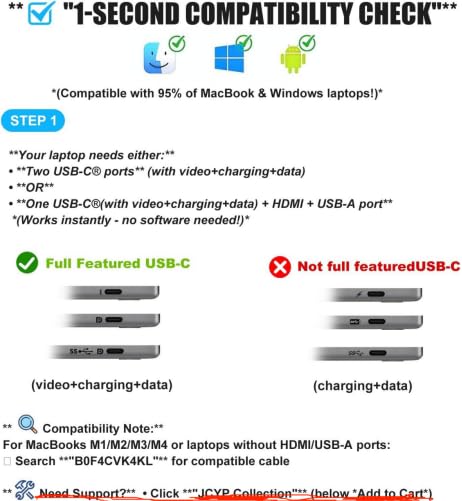 14" Dual Laptop Screen Extender with 1.3lbs - Ultra Thin Portable Monitor for Laptop Plug & Play, FHD 1080P Laptops Extended Monitor for 13"-17" Laptops, USB-C/HDMI Travel Display for Mac/Win