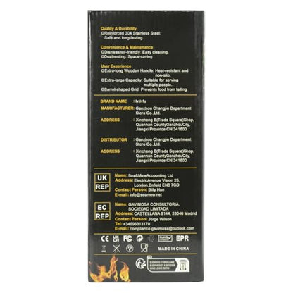 ivtivfu Rolling Grill Baskets, Removable Wooden Handle, 304 Stainless Steel, Nesting Grilling, BBQ Accessories Tools for Vegetable Shrimp, Outdoor Cooking Camping, Birthday Gifts for Men Dad Husband