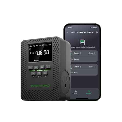2025 MARS Hydro ITime 2-in-1 Smart Timer Outlet Dual Outlet App Control Custom Programmable 12 On/Off for Home Office and Plant Growth Use