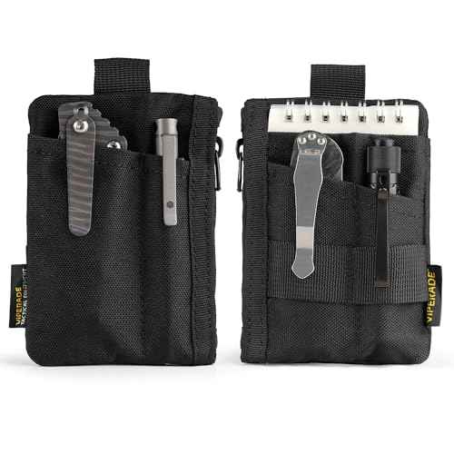 VIPERADE VE28 6-in-1 EDC Pouch, 500D Compact EDC Pocket Organizer, Molle Extension Tool Storage Bag, Small Coin Purse/Card Holder/Swiss Army Knife Pocket Pouch (Black)