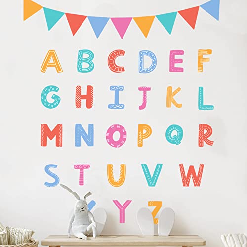 Alphabet Letters Kids Wall Stickers ABC Decals Peel and Stick Removable for Nursery Bedroom Kids Room Decor Toddler Boys D?cor ABC Letters