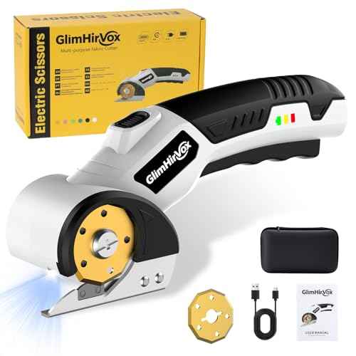 Electric Box Cutter for Cardboard, 4.2V Cordless Electric Scissors up to 1/4¡±, Cordless Cardboard Cutter with 2 Titanium Blades, with Safety Lock & LED, for Fabric, Leather, Plastic, Carpet