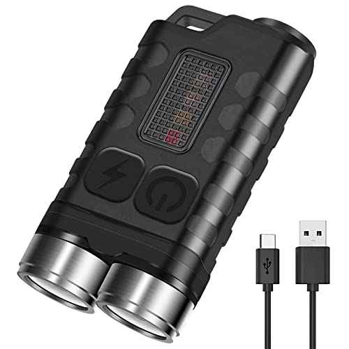 BORUIT V3 Small Powerful EDC Flashlight with Red UV Blue Light,High Lumens 900LM USB-C Rechargeable Mini Pocket Keychain Flashlight-12 Modes,IP65 Waterproof,Tail Magnet(Black)