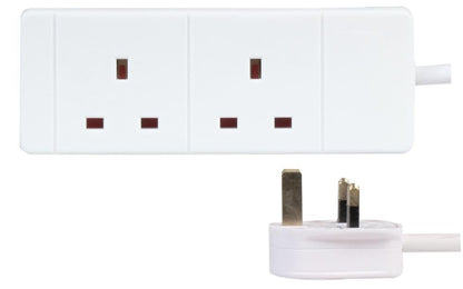 PRO ELEC PELB1509 2 Gang Extension Lead White, 2m