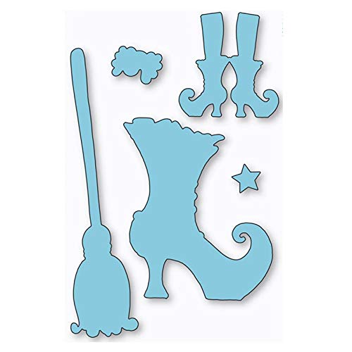 Halloween Witches Shoes Metal Cutting Dies Stamps Set for Card Making Scrapbooking Paper Cards Making Crafts Metal Die-cuts Template Embossing Handmade Crafts Clear Rubber Stamps Photo Album Decor
