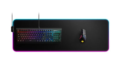 SteelSeries Gaming Mouse Pad 2 Zone RGB Illumination 9cm x 30cm x 0.4cm QcK Prism Cloth XL Black