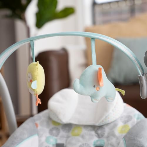 Ingenuity Swing 'n Go 5-Speed Baby Swing - Foldable, Portable, 2 Plush Toys & Sounds, 0-9 Months 6-20 lbs (Hugs & Hoots)