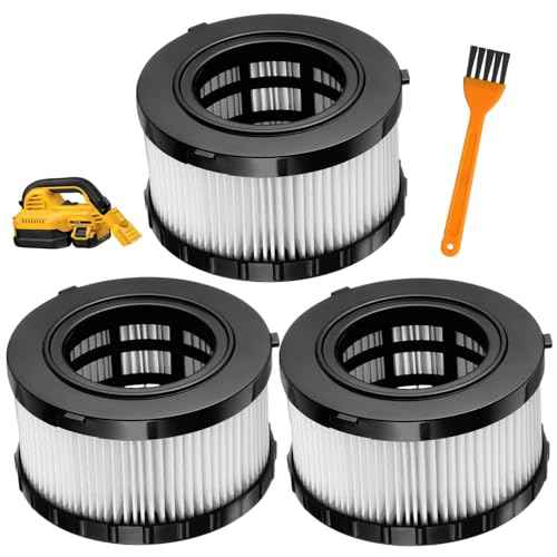 (3pk) DC5151H DCV517 HEPA Filter Replacement Compatible with DEWALT DC515 Wet Dry Vacuum, Includes 1 Cleaning Brushes, Washable and Reusable