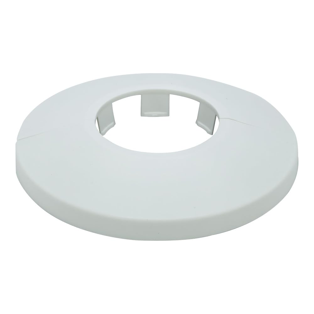 INDPROD 1 Piece 1.26 In/32mm Wall Split Flange, ABS Plastic Round Escutcheon Plate, Buckle Design Plumbing Cover Plates, Drain Pipe Line Cover Radiator Pipe Collar for Water Pipe Faucet Decor, White