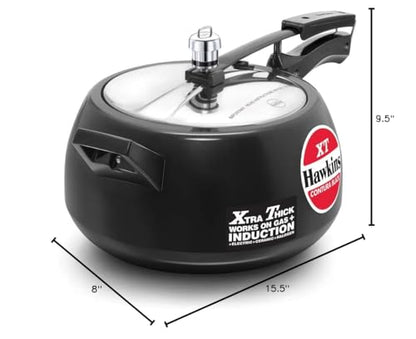 Hawkins CXT50 Contura Hard Anodized Induction Compatible Extra Thick Base Pressure Cooker, Black, 5L, 5 L