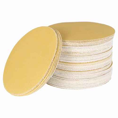 waltyotur 100Pcs Hook and Loop Sanding Discs 5 Inch NO-Hole 120-Grit Sandpaper Sanding Discs Hook and Loop Backing Aluminum Oxide Round Sandpaper for Polishing Accessories