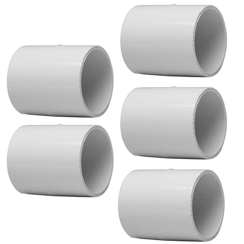 Fitvell 5PCS 2" PVC Pipe Fitting Coupling Connector Adapter Pipe Fitting Slip (Socket x Socket) Schedule 40 White Color