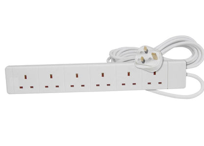 PRO ELEC PELB1526 6 Gang Extension Lead White, 2m