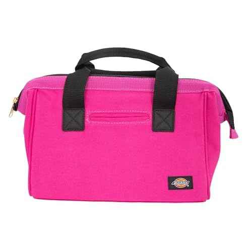 Dickies 12-Inch Durable Canvas Work Bag for Painters, Carpenters, and Builders, Heavy-Duty Zipper, Reinforced Handles, Pink (57148)