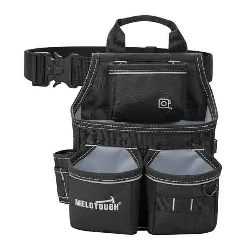 MELOTOUGH Electrician Tool Pouch with Belt,13 Pocket-Tool Bag,Carpenter Tool Pouch,Small Tool Belt Pouch Designed for Electrician,Carpenter,Construction,Black