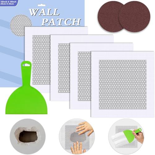 Upgraded 4¡¿10 Inch Self-Adhesive Drywall Patch Kit, Large Hole Repair with Aluminum Patch & Professional Trowel for Interior Wall Restoration