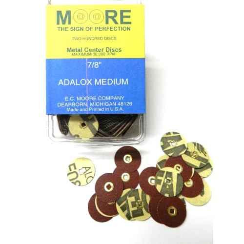 E C Moore's Adalox Medium 7/8" Sanding Disc Snap on Metal Center Pack of 200