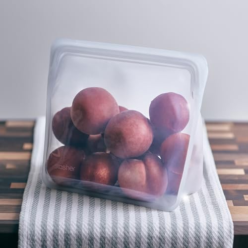 Stasher Premium Silicone Reusable Food Storage Stand-Up Mid Bag, Clear, Microwave, Sous Vide, Dishwasher, Oven and Freezer Safe, BPA Free, Leak-free, Eco-friendly, 56 Oz