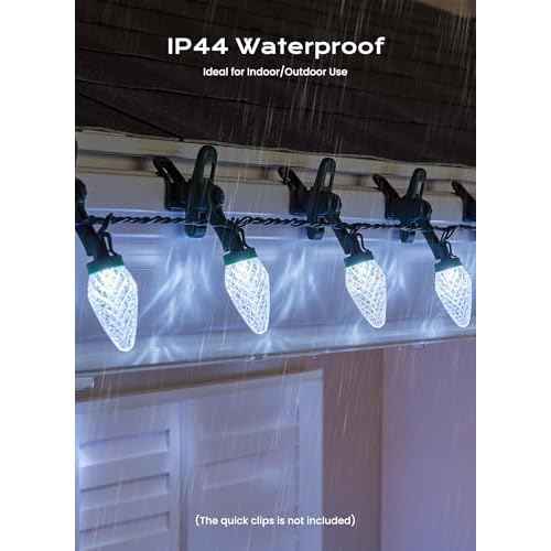 Minetom C9 Christmas Lights Outdoor, 100 FT 150 LED Connectable C9 String Lights with 8 Modes and Timer Extendable Xmas Tree Patio Roofline Garden Yard Holiday Party Indoor Outdoor Decoration, White