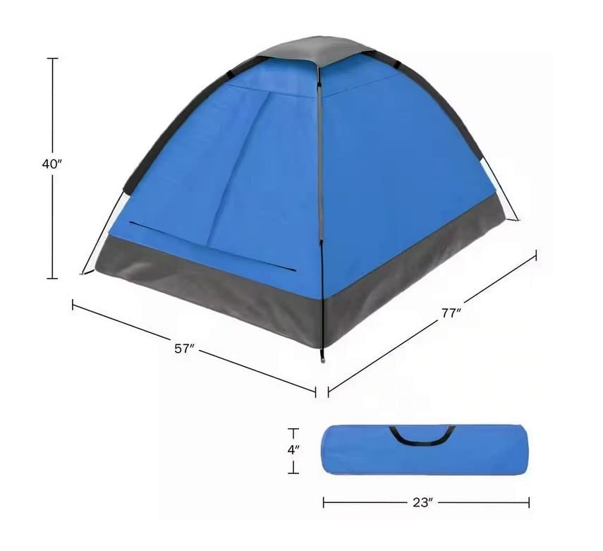2 Person Camping Tent with Rain Fly and Carrying Bag - Lightweight Outdoor Tent for Backpacking, Hiking, or Beach Use by Wakeman Outdoors (Blue)