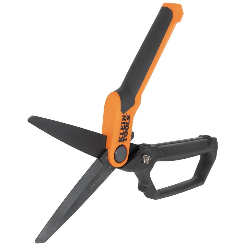 Klein Tools T2111 Titanium-Coated Professional Scissors, High Leverage Stainless Steel Shears, Serrated Blades, Cuts Heavy Duty Material, 10-Inch