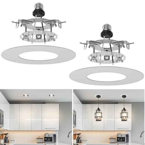Recessed Can Light Conversion Kit for 5" and 6" Ceiling Fixtures - Pendant/Hanging Light Upgrade, Compatible with Ceiling Fans, Includes 7¨ú" Flat Steel Medallion, White Finish,2 Pack