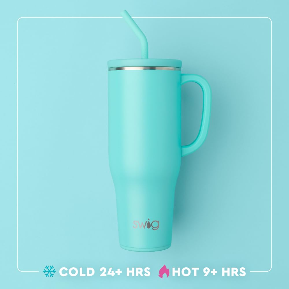 Swig Life 40oz Mega Mug, 40oz Tumbler with Handle and Straw, Extra Large Insulated Tumblers, Cup Holder Friendly Nutcracker Travel Mug (Sugar Plum Soldiers)