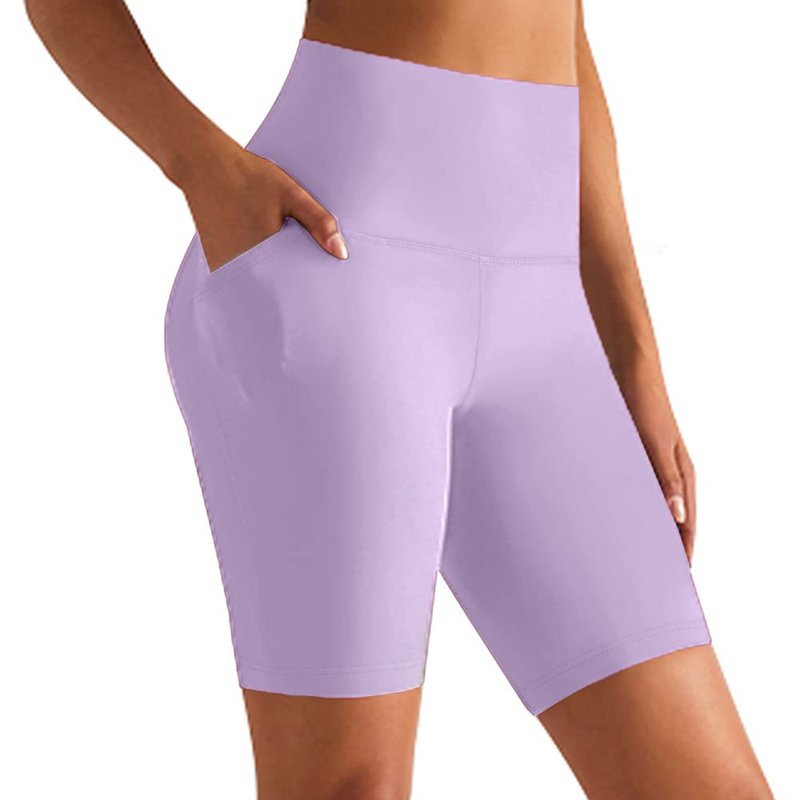 GROTEEN Biker Shorts for Women with Pockets-8" High Waisted Tummy Control Yoga Workout Running Gym Spandex Shorts