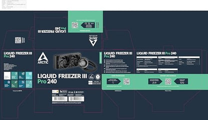 ARCTIC Liquid Freezer III Pro 240 - AIO CPU Cooler, 2 x 120 mm Water Cooling, 38 mm Radiator, PWM Pump, VRM Fan, AMD AM5/AM4, Intel LGA1851/1700 Contact Frame - Black