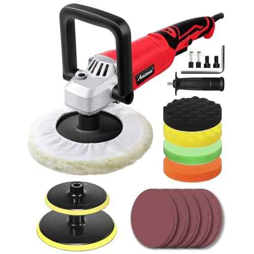 AVID POWER Car Buffer Polisher, 1200W 7 Inch/6 Inch Rotary Buffer Waxer, 6 Variable Speed 1600-3500 RPM, Detachable Handle & Side Handle for Car Detailing, Boat Sanding, Polishing and Waxing