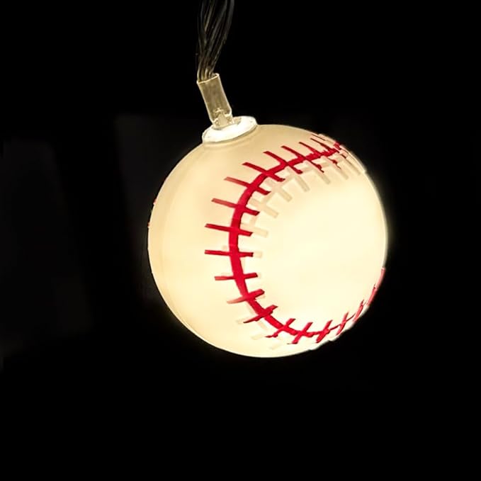 Baseball String Lights 20 LED 14FT Baseball Decor Battery Powered Indoor/Outdoor for Boys Room Ball Sport Theme Party Decorative,Birthday,Football Lovers Gift (Baseball String Lights)