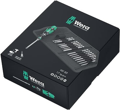 Wera Kraftform Kompakt 60 Bit-Holding screwdriver & Bit Set, PH/PZ/SL/TXBO/HEX, 17pc, 05059295001
