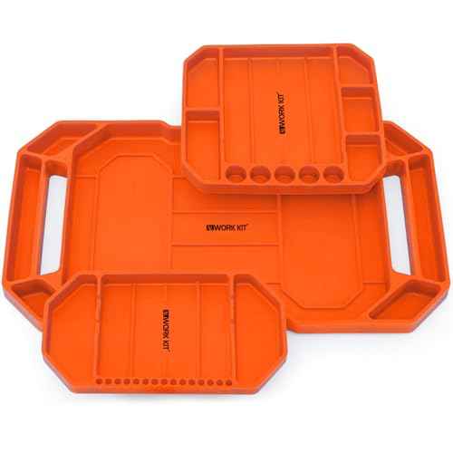 3PC Non-Slip Flexible Tool Tray, Large Tool Storage Set, Accessories Organizer, Silicon Tool Holder Mats, Organizer for Screw, Bolts, Washers, Nuts and Small Tools & Accessories.