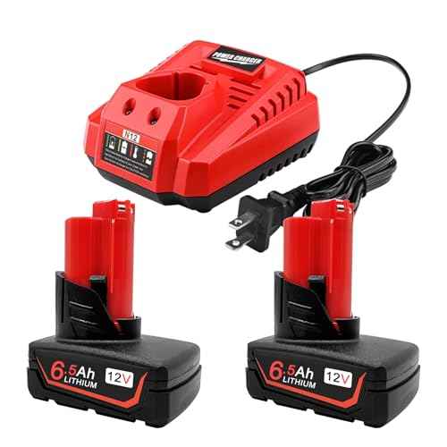 Upgraded 6500mAh Battery and Charger Set Compatible for Milwaukee 12V Power Tools M12 12V Tool Battery with Charger Kit Compatible for 48-11-2411 48-11-2440 48-11-2420 48-11-2401 48-11-2425