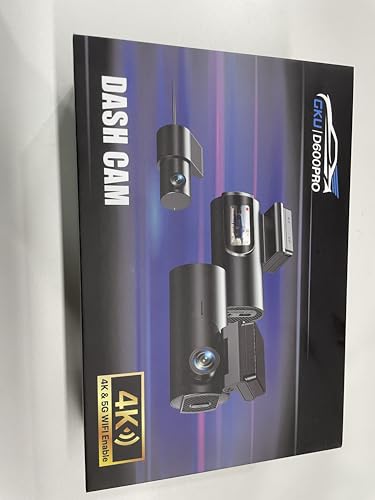 GKU 4K Dash Cam Front and Rear, 5GHz WiFi GPS, Dual Car Camera, 1.5” IPS Mini Dashcam for Cars with 64GB SD Card, 24H Parking Mode, Night Vision, WDR, 170° Wide Angle, G-Sensor, App Control, Max 256GB