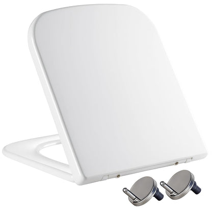 Mass Dynamic Square Toilet Seat- with Soft Close & Quick Release for Easy Cleaning, Universal Toilet Seat for Square Shaped Toilet Pans, Top Fixing Easy Installation (40.0cm L x 36cm W), White